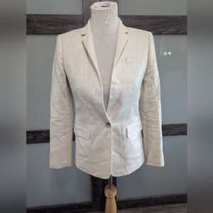 J. Crew Regent Blazer Metallic  Linen Blend Size 0